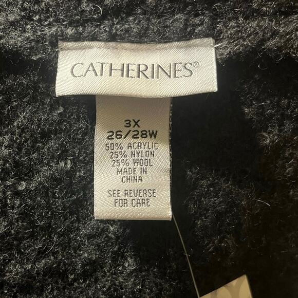 NWT Catherines Long Cardigan Wool Blend Sweater/Duster 3x Black Fuzzy MSRP $119 - Picture 4 of 6
